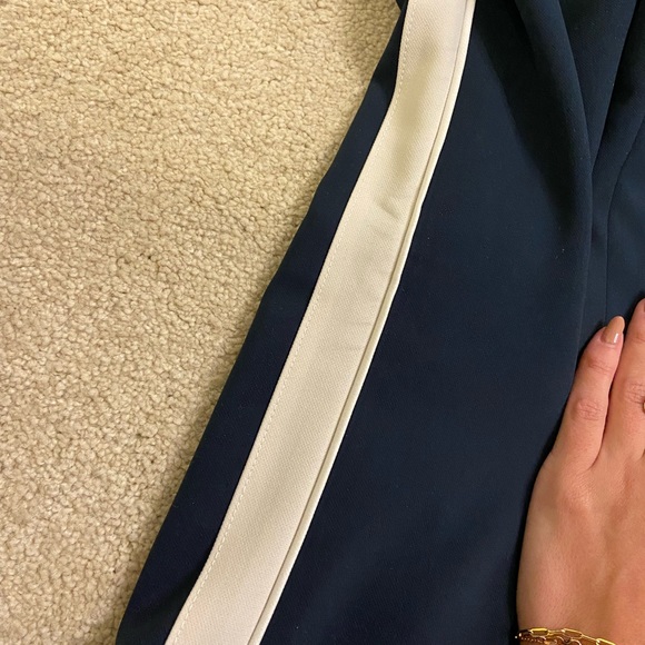 Banana Republic dark blue trousers with cream stripe down the legs - Picture 2 of 4